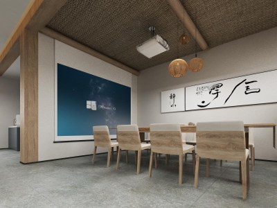 新中式民宿大堂3D模型下载